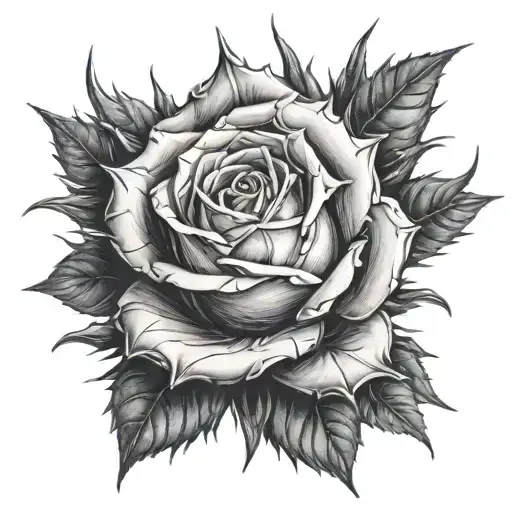 thorn spiky rose tattoo design idea