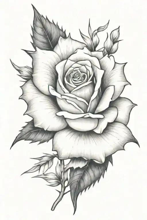 Spiky rose tattoo design idea