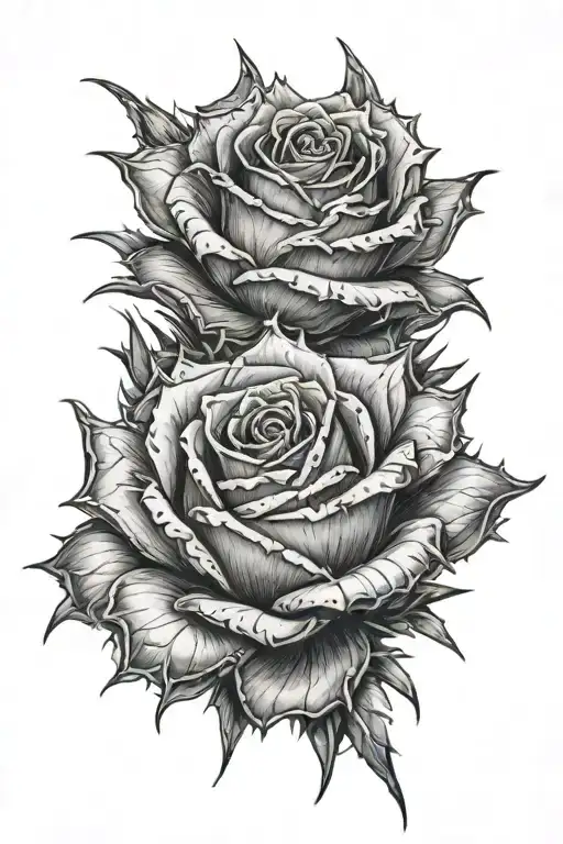 thorn spiky rose tattoo design idea