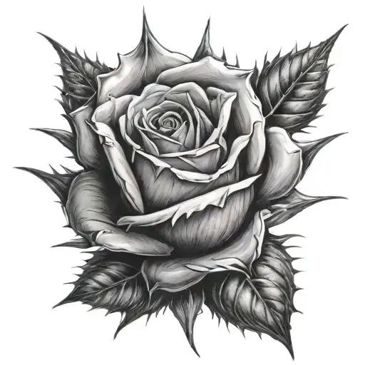 thorn spiky rose tattoo design idea