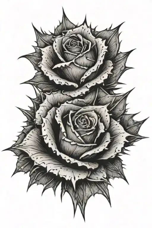 thorn spiky rose tattoo design idea