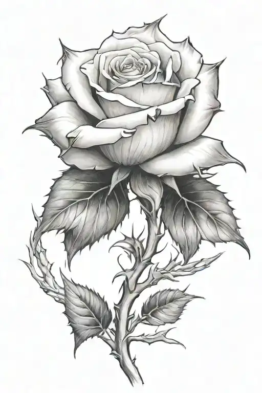 thorn spiky rose tattoo design idea