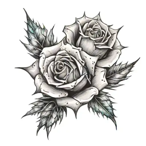 thorn spiky rose tattoo design idea