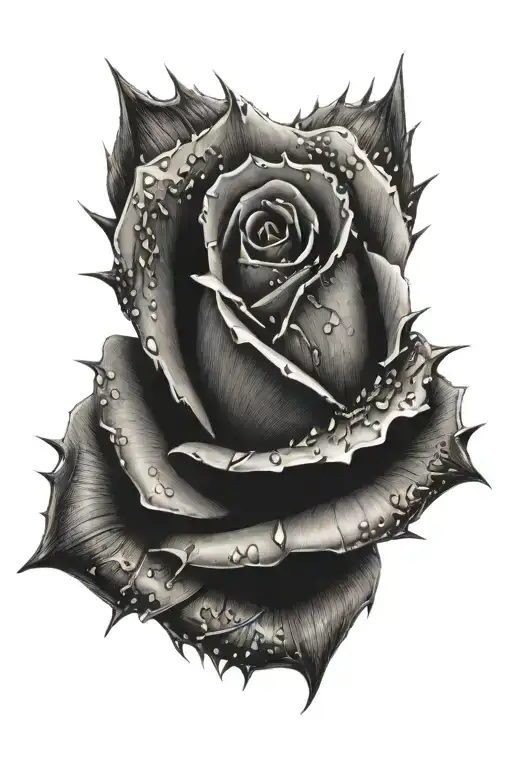 one thorn spiky rose tattoo design idea