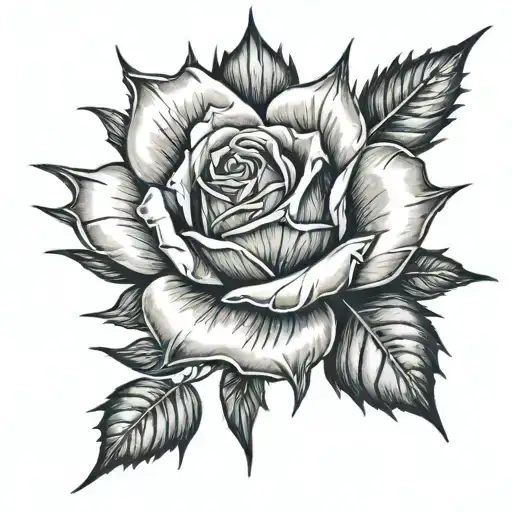 thorn spiky rose tattoo design idea