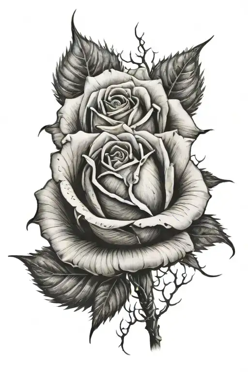 spike rose tattoo design idea