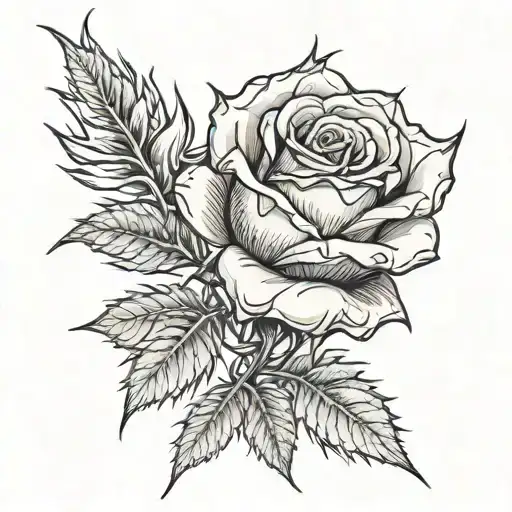 thorn spiky rose tattoo design idea