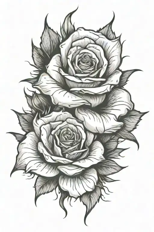 spike rose tattoo design idea