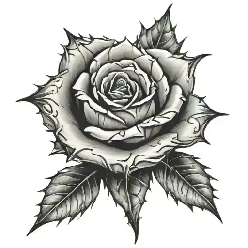 thorn spiky rose tattoo design idea