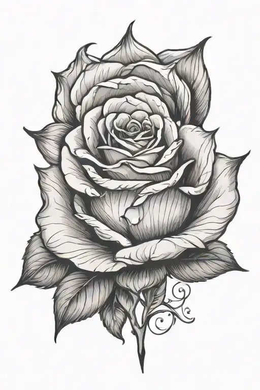 spike rose tattoo design idea