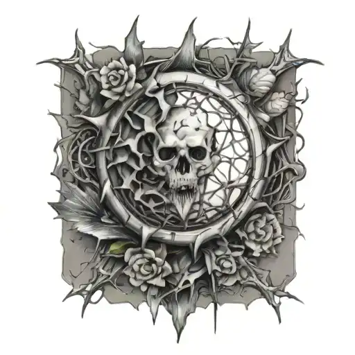 thorns and spikes surrounding tattoo design idea