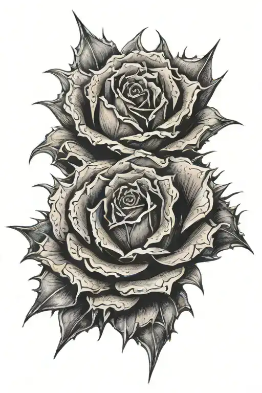 thorn spiky rose tattoo design idea