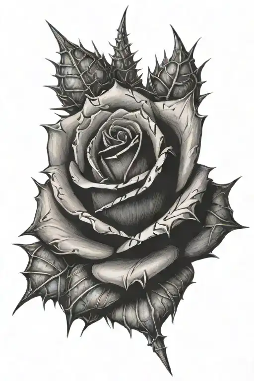 thorn spiky rose tattoo design idea
