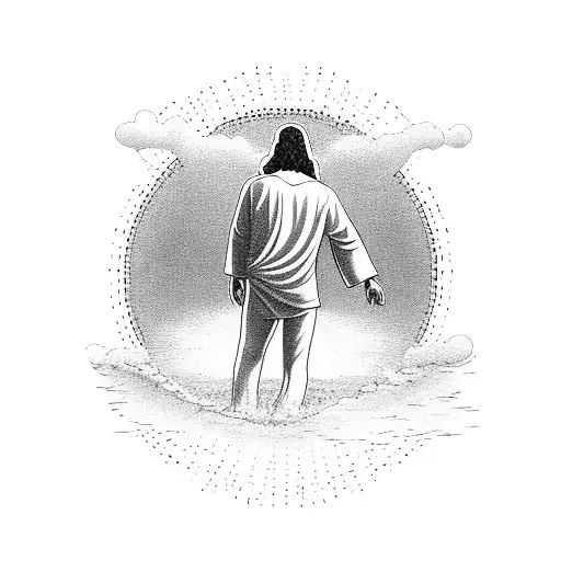 Jesus walking on water tattoo design idea