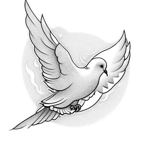 A combination of a dove and a flame, symbolizing the Holy Spirit's presence tattoo design idea