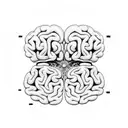 A detailed brain with tangled thoughts and a clock symbolizing overthinking tattoo design idea