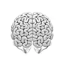 A detailed brain with tangled thoughts and a clock symbolizing overthinking tattoo design idea