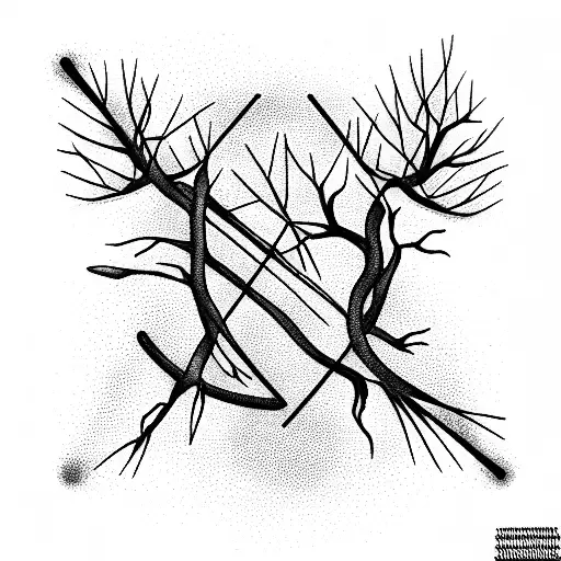 zipper with twigs tattoo design idea