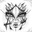 zipper with twigs tattoo design idea