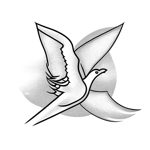 Dove flying behind sword tattoo design idea