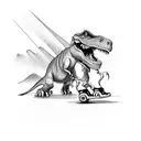 Dinosaur with roller skate  tattoo design idea
