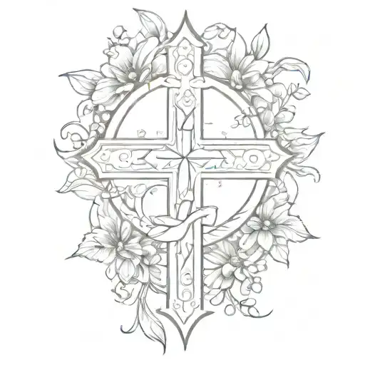 luke 1:37 bible verse with cross tattoo design idea