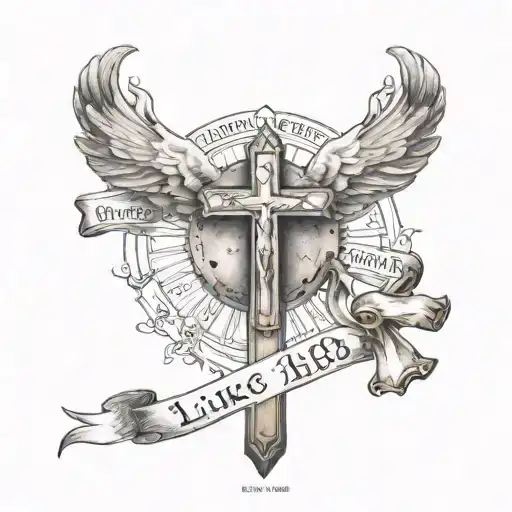 luke 1:37 bible verse with cross tattoo design idea