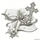 luke 1:37 bible verse with cross tattoo design idea