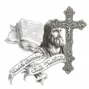 luke 1:37 bible verse with cross tattoo design idea