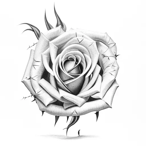 rose with thorns and a snake  tattoo design idea