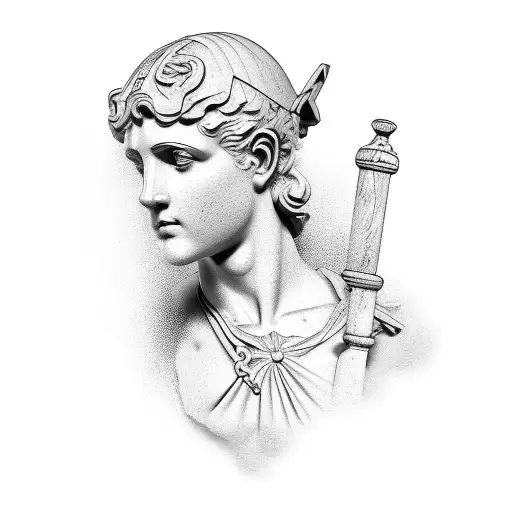 greek half bust statue tattoo design idea