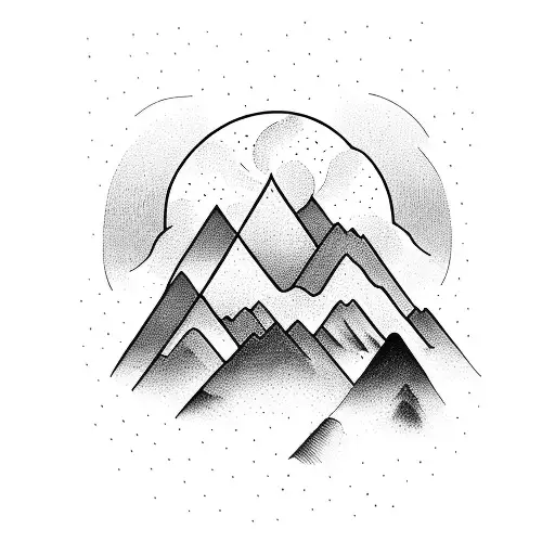 stack of books with mountains tattoo design idea