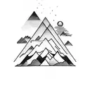 stack of books with mountains tattoo design idea