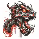 A man fucks a toothless snake in his mouth tattoo design idea