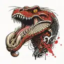 A man fucks a toothless snake in his mouth tattoo design idea