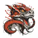A man fucks a toothless snake in his mouth tattoo design idea