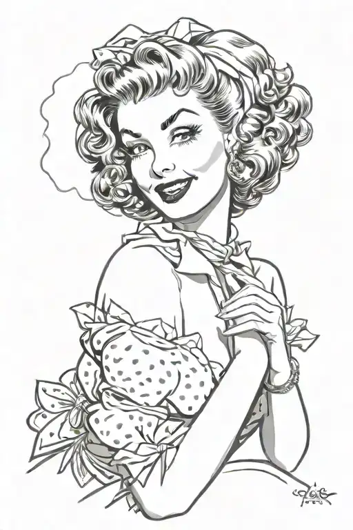 Leslie, pinup woman tattoo design idea