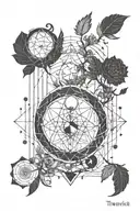 Themis, phoenix, scorpio constellation, tree of life, cycle of life, atom, protection tattoo design idea