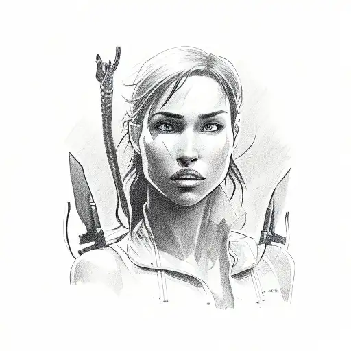 lara Croft beautiful  tattoo design idea