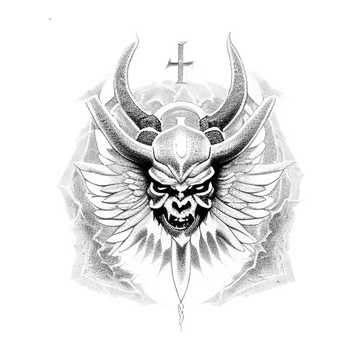 angelic demon symbol tattoo design idea