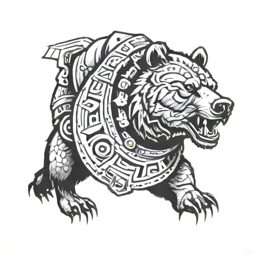 grizzly bear in spartan armour tattoo design idea