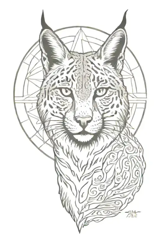 Bobcat shamanic alcemy tattoo design idea