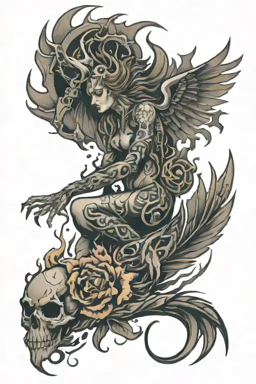 rising from ashes symbolizing overcoming PTSD tattoo design idea