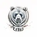 scarred bear defending cub tattoo design idea