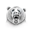 scarred bear defending cub tattoo design idea