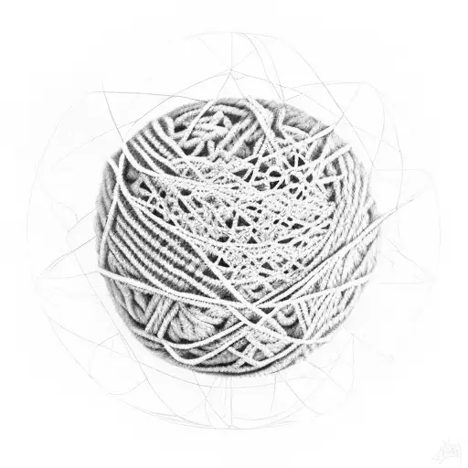 A unique design of a globe with a trail of yarn and doughnuts leading to different destinations, representing a passion for travel and crocheting tattoo design idea