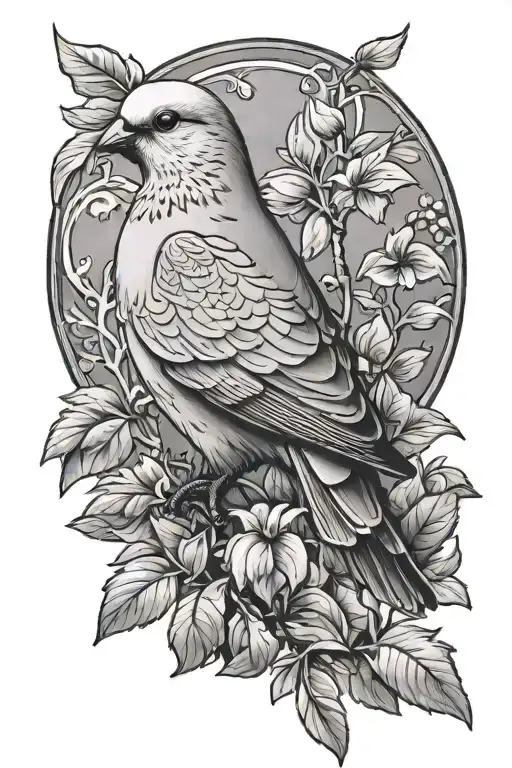 dove and cardinal perched tattoo design idea