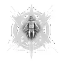 A tattoo design combining elements of Silverchair, Nirvana, and the love for guitars, in a style reminiscent of dotwork tattoo design idea