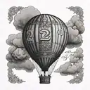 A hot air balloon floating in the sky, with the basket carrying your parents' initials and the date 24th May as a tribute to their love and journey together tattoo design idea