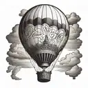 A hot air balloon floating in the sky, with the basket carrying your parents' initials and the date 24th May as a tribute to their love and journey together tattoo design idea